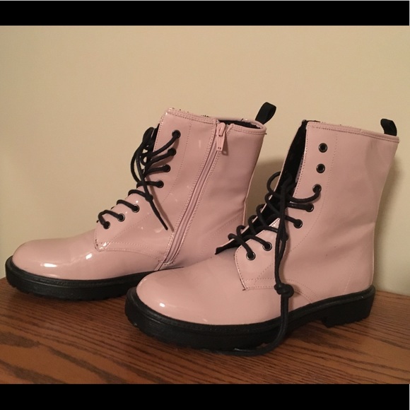 baby pink combat boots